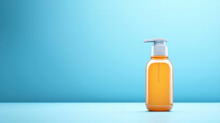 A travel-sized shampoo bottle set against a minimalistic backdrop.の素材