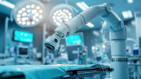 A robotic surgery system in a modern operating roomの素材