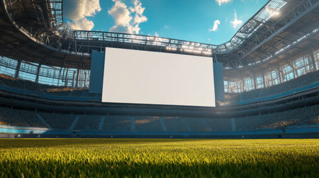 A 3D render of a blank billboard in a stadium for sports event mockupの素材