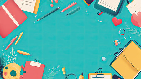 generate illustrations, vector graphics, backgrounds for presentations, modern and design related to school, education, teaching.の素材