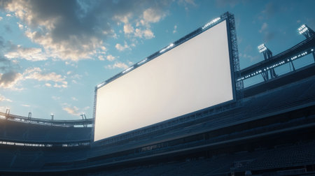 A 3D render of a blank billboard in a stadium for sports event mockupの素材