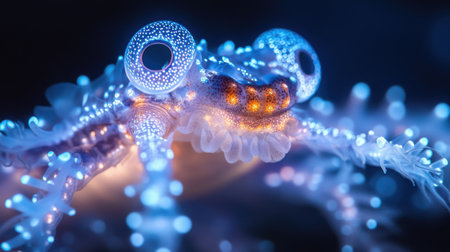 Close-up of a bioluminescent deep-sea creatureの素材