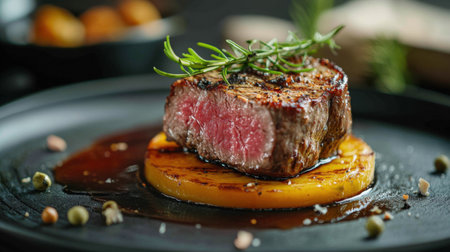 Close-up of a gourmet dish in a five-star restaurantの素材