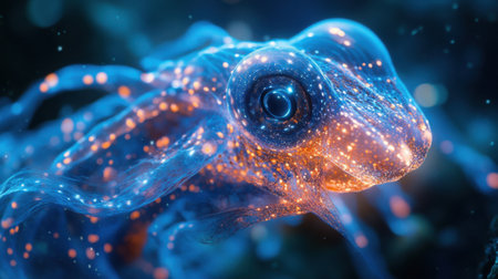 Close-up of a bioluminescent deep-sea creatureの素材