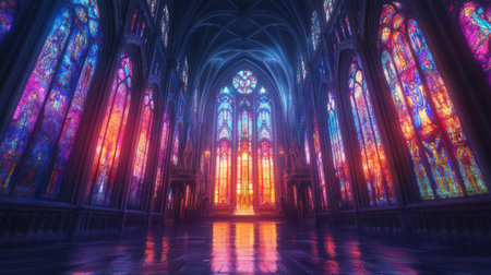Gothic cathedral with intricate stained glassの素材