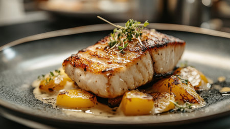 Close-up of a gourmet dish in a five-star restaurantの素材