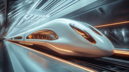 Futuristic train station with sleek designの素材