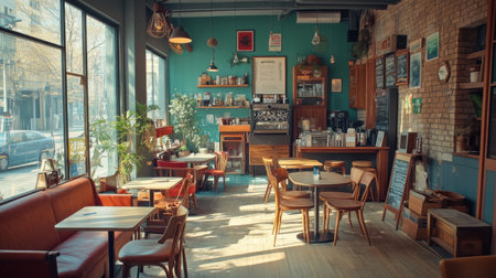 Hipster cafa interior with cozy atmosphereの素材