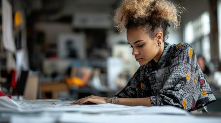 Fashion designer working in a studioの素材