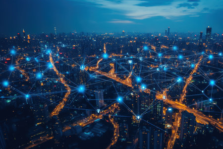 AI controlling a network of connected devices in a smart cityの素材