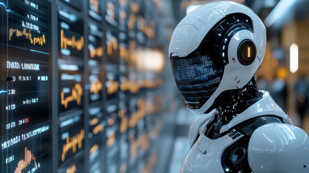 A futuristic stock market analysis tool, blending AI with human intuitionの素材