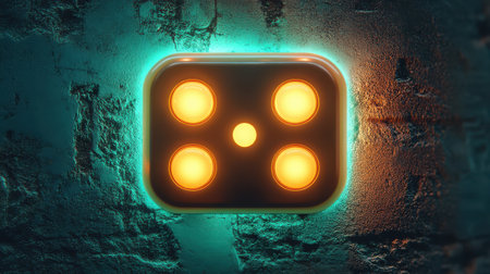 A glossy pause button icon with a shadow effect on a neon green backdropの素材