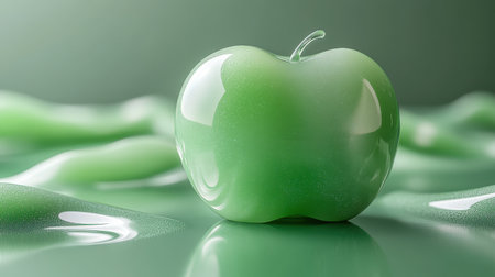 A refresh icon with a rotating animation effect, placed on a soft green backdropの素材