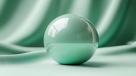 A refresh icon with a rotating animation effect, placed on a soft green backdropの素材