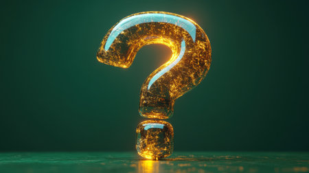 A shiny question mark icon with a glowing outline, placed on a lime green backdropの素材