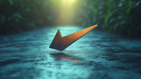 A shiny download arrow with a subtle shadow effect on a soft green backdropの素材