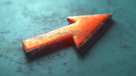 A shiny download arrow with a subtle shadow effect on a soft green backdropの素材