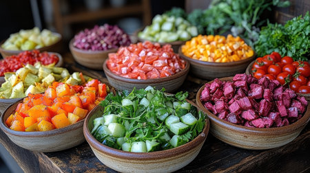 A wellness retreat with a buffet of plant based, anti inflammatory dishesの素材