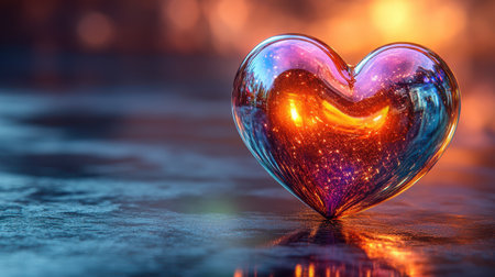 A sparkling heart icon with a metallic finish, placed on a neon green backgroundの素材