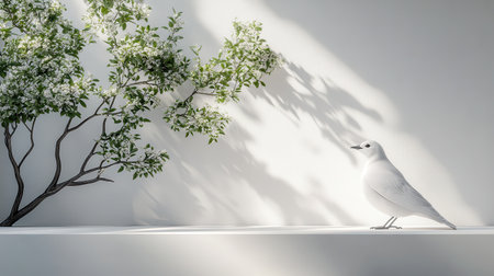 Clean, fresh white background with soft natural lighting, offering a pure and uncluttered look for presentations.の素材