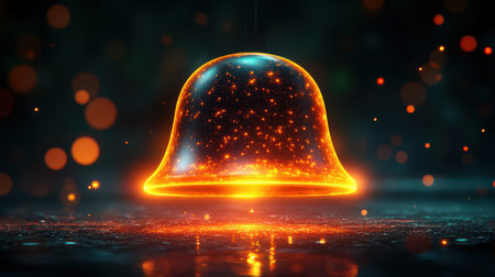 A glowing bell icon with a pulse effect, isolated on a vibrant green backgroundの素材