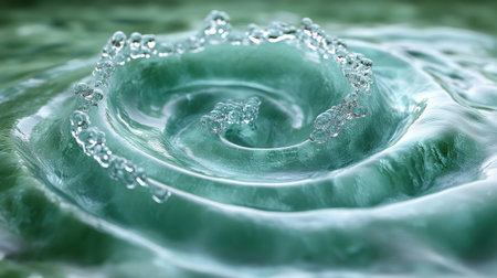 A swirling vortex icon with a 3D effect on a soft green backgroundの素材