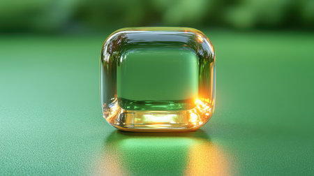 A shiny info icon with a gradient effect, isolated on a bright green backgroundの素材