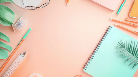 A desk neatly organized with a new planner, colorful pens, and school supplies, signaling the fresh start of a new academic year.の素材