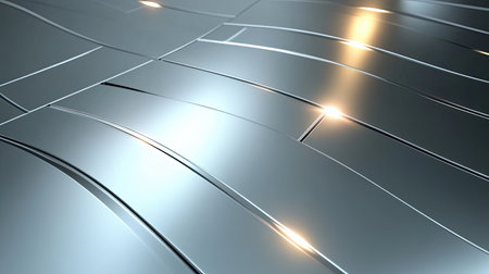 A metallic grey texture background with light reflections, offering a sleek and polished industrial look.の素材
