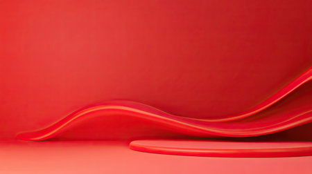 A minimalist red background with a rich, vibrant color perfect for product displays or banner ads.の素材