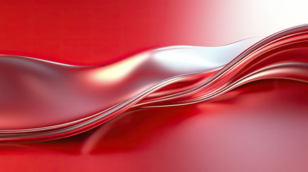 A red metallic texture with light reflections and smooth lines, giving the surface a sleek, polished look.の素材