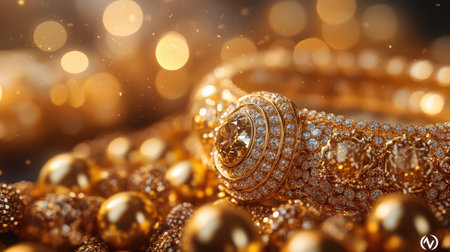 A digital ad banner showcasing luxury gold jewelry for an online marketing campaign.の素材