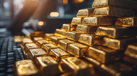 Affiliate marketer analyzing the success of gold-backed product promotions through email and social media.の素材