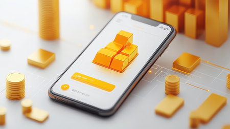 A mobile push notification promoting a gold trading app to new users.の素材