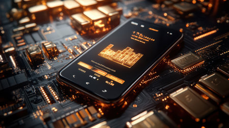 A mobile app showcasing gold-backed cryptocurrency transactions, part of a marketing campaign.の素材