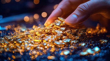 Behind-the-scenes of a team designing a gold investment email marketing campaign.の素材