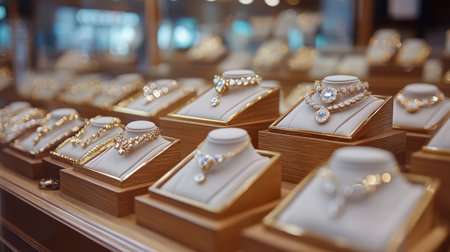 Personalized gold jewelry ads displayed on a users social media feed, powered by marketing automation.の素材