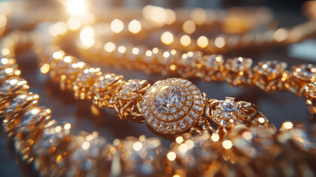 Website landing page for gold jewelry brands with luxury digital branding elements.の素材