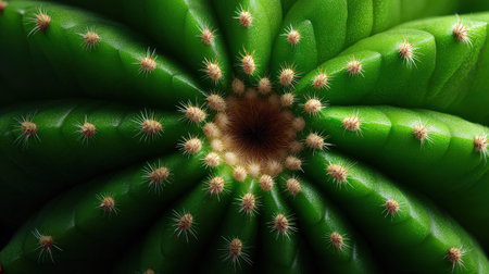 This close-up image showcases a spiraling cactus with vibrant green foliage and soft spines. Perfect for nature themes and botanical illustrations.の素材