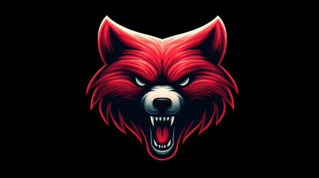 Stylized gaming team logo featuring a fierce animal mascot, aggressive pose, bold colors.の素材