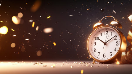 Holiday sale background with a countdown clock, sparkling lights, and holiday-themed confetti, creating a sense of urgency for seasonal deals.の素材