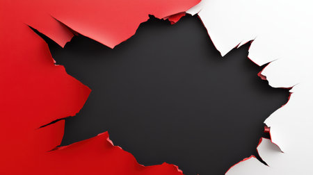 Torn edge frame in black and red, surrounding bold discount text and creating a striking Black Friday promotion.の素材