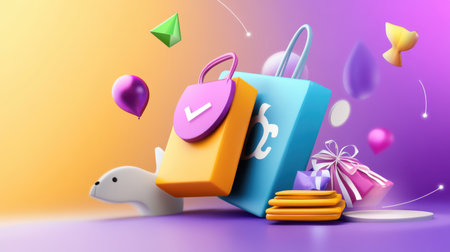 Social media ad design showcasing a bright, stylish Black Friday graphic, with colorful sale icons and sleek fonts.の素材