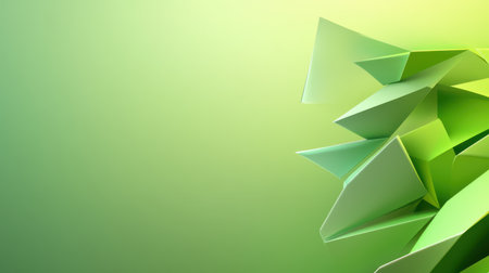 Abstract green low poly background with a mix of angles and smooth gradients, providing a sleek and contemporary designの素材
