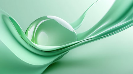 Abstract green liquid texture with smooth gradients and flowing shapes, providing a sleek and captivating visual backdropの素材