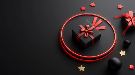 Circular Black Friday stamp with sharp, modern typography and a bold red outline, perfect for online promotions.の素材