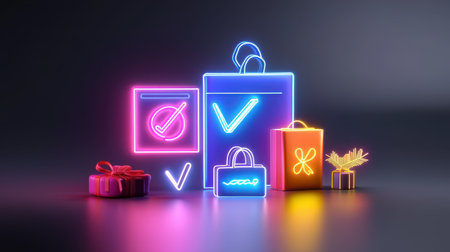 Black Friday sticker collection featuring neon-colored price cuts and discount percentages, perfect for social media ads.の素材