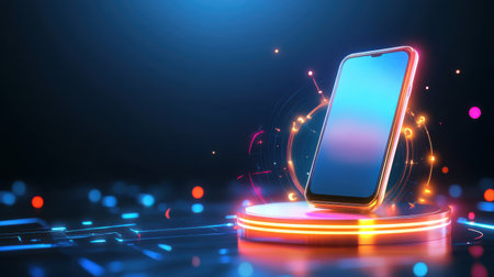 Bold Black Friday sale flyer with sharp fonts and glowing neon lights, promoting huge savings on tech gadgets.の素材