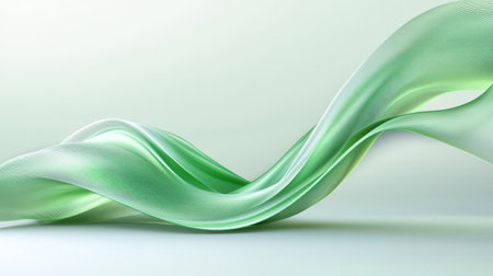 Flowing green abstract waves with smooth curves and gradients, creating a modern and dynamic backdrop with ample space for textの素材