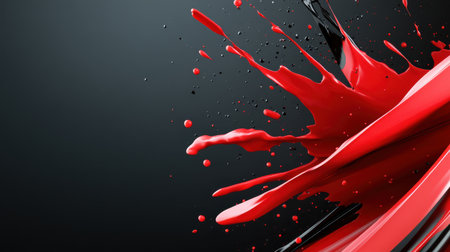 Energetic red and black splashes with jagged edges, ideal for dramatic Black Friday promotional banners and ads.の素材